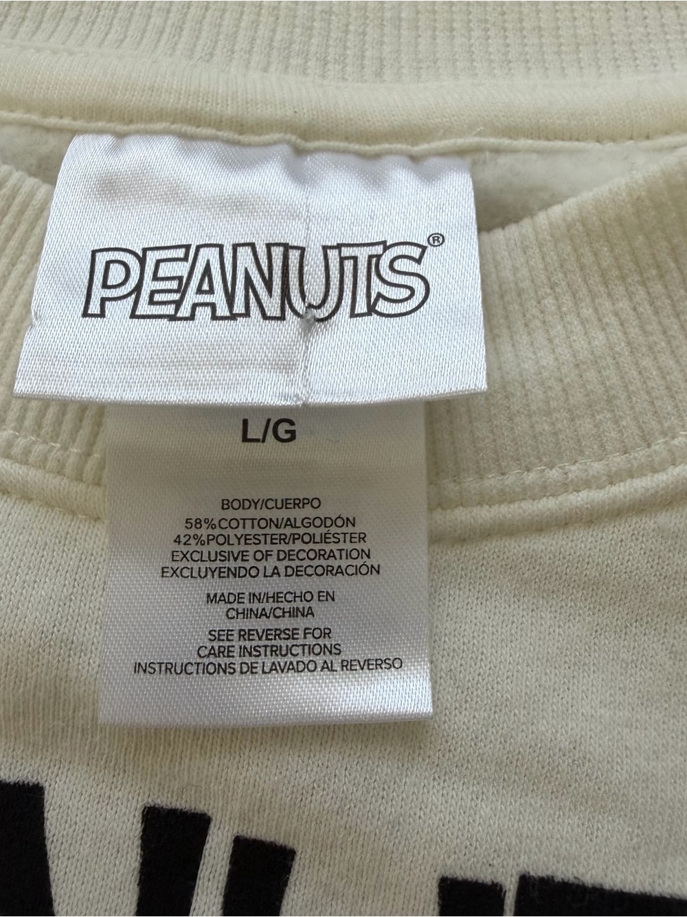 Peanuts Snoopy Charlie Brown Woodstock Women’s Sweatshirt Size L NWT Cream - Picture 2 of 8